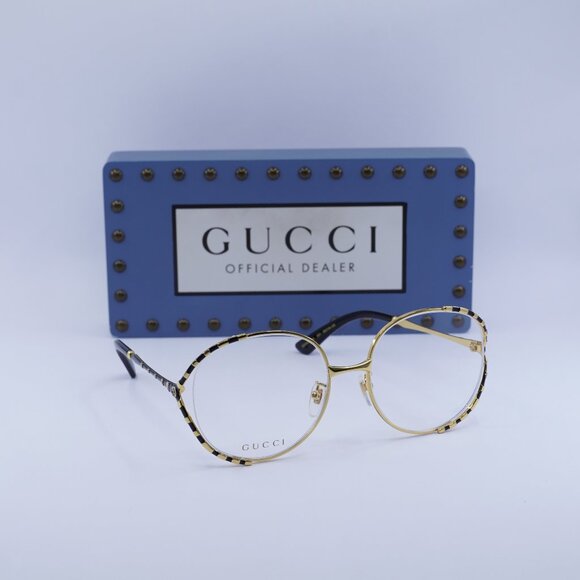 Final Price! Gucci GG0596OA 001 Gold/Black Eyeglasses 58mm - Picture 1 of 12